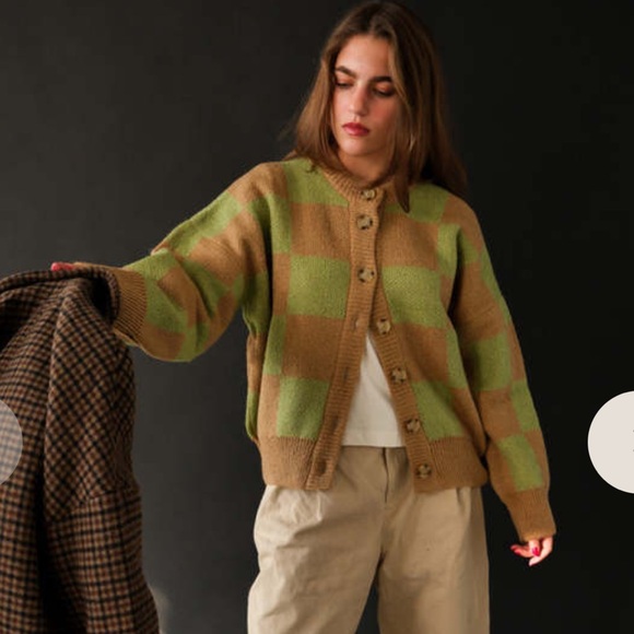 RITA ROW ELLEN CARDIGAN IN CAMEL + GREEN - Picture 3 of 7